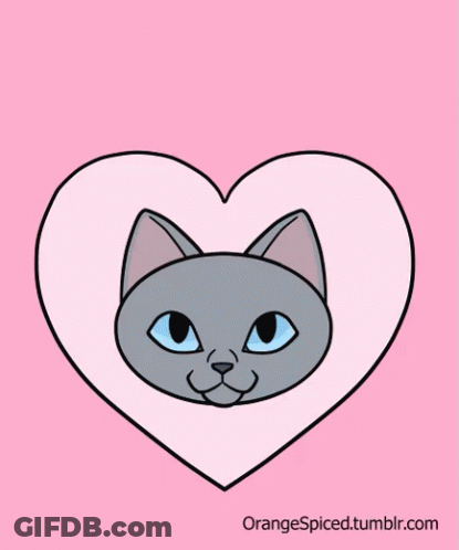 Cat In Heart Saying Kitty Kiss GIF