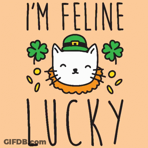 Cat In Leprechaun Hat Saying I'm Feline Lucky GIF