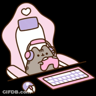 Cat In Pink Chair Playing Video Game With Headphones GIF