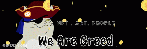 Cat In Pirate Hat And Sunglasses Surrounded By Gold Coins GIF