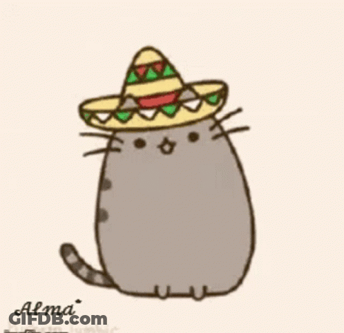 Cat In Sombrero Viva Mexicol GIF