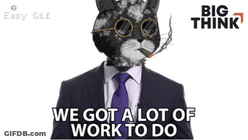 Cat In Suit And Tie Smoking Cigarette We Got A Lot Of Work To Do GIF