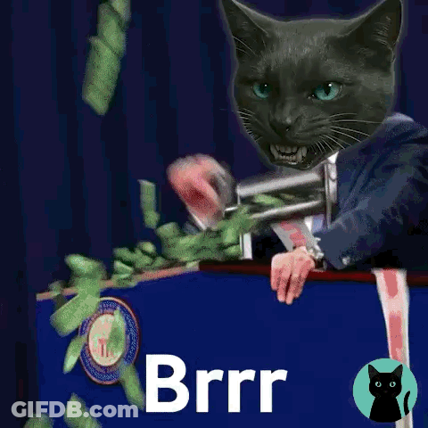 Cat In Suit Holding Gun Saying Brrr GIF