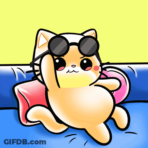 Cat In Sunglasses And Pink Float GIF