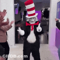 Cat In The Hat Costume Dancing With People GIF