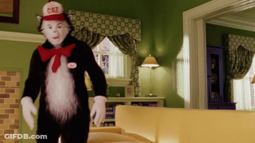 Cat In The Hat Costume Living Room GIF