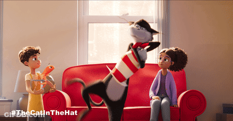 Cat In The Hat Holding Paper GIF