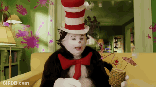 Cat In The Hat Holding Pineapple Cocktail GIF