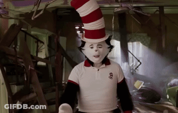 Cat In The Hat In White Skull Shirt GIF