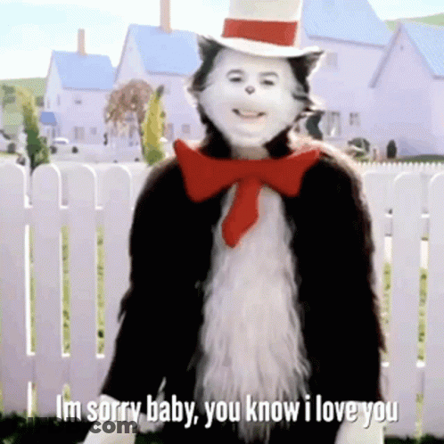 Cat In The Hat Red And White Hat Red Bow Tie GIF