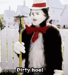 Cat In The Hat Saying Dirty Hoe Holding Yellow Stick GIF