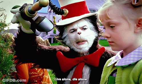 Cat In The Hat Saying Live Alone Die Alone GIF