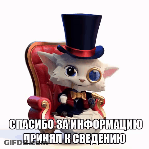 Cat In Top Hat On Red Chair GIF