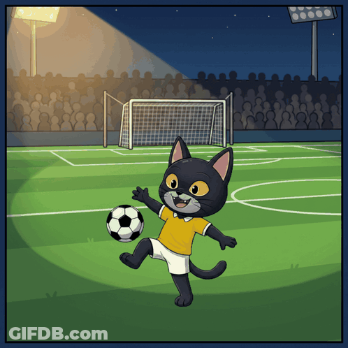 Cat Kicking Soccer Ball GIF
