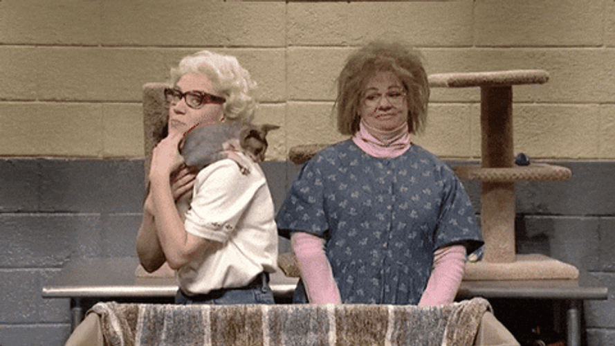 Cat Lady Hugging Her Pet GIF