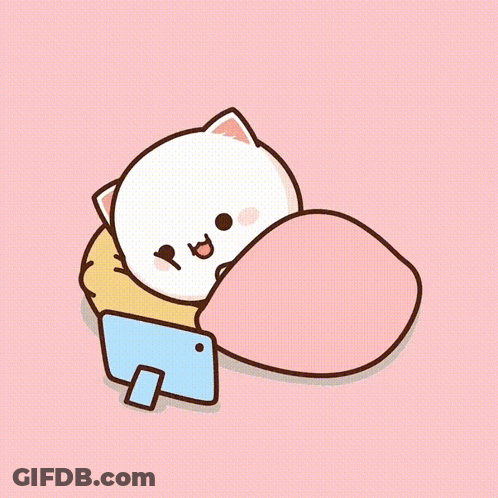 Cat Laying In Bed With Cell Phone GIF