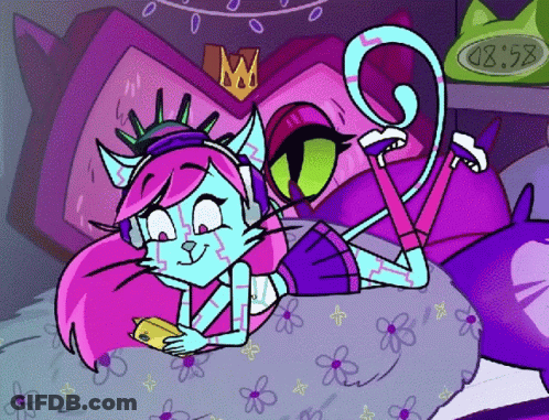 Cat Laying On Bed With Clock 8:55 GIF