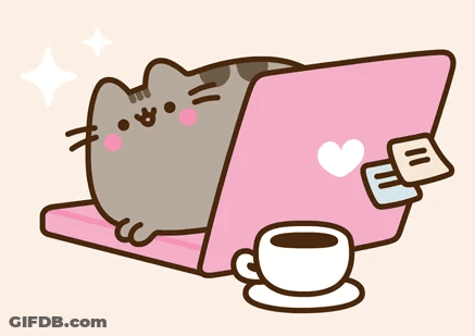 Cat Laying On Laptop Next To Coffee GIF