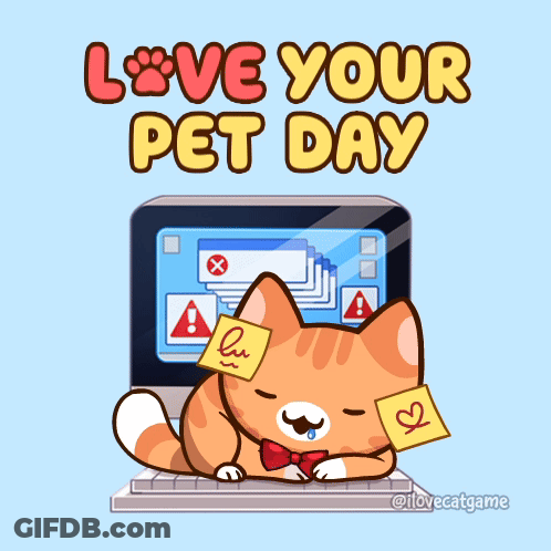 Cat Laying On Laptop With Love Your Pet Day GIF