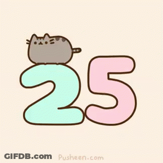 Cat Laying On Number 25 GIF