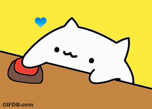 Cat Laying On Table With Red Button GIF