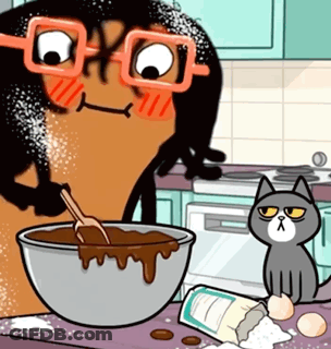 Cat Looking At Bowl Of Batter GIF