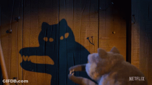 Cat Looking At Cat Shadow Saying Netflix GIF