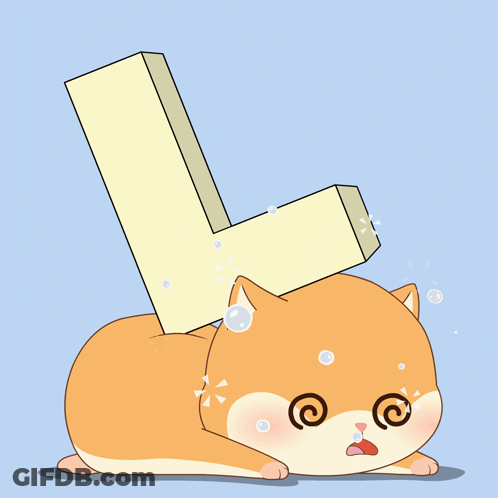 Cat Lying Down With Letter L GIF