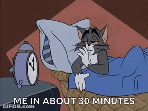 Cat Lying In Bed With Alarm Clock GIF