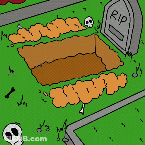 Cat Lying In Grave With Rip Sign GIF