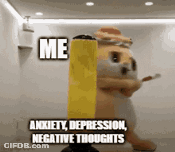 Cat Mascot Hitting Object Anxiety GIF
