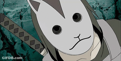 Cat Mask Character With Sword GIF