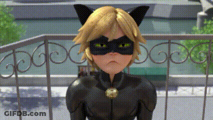 Cat Noir From Miraculous Ladybug Is Wearing A Cat Mask And Ears . GIF
