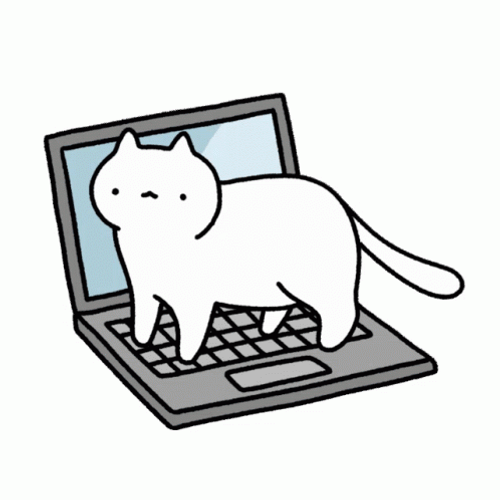 Cat On Computer Lurking Around Animation GIF