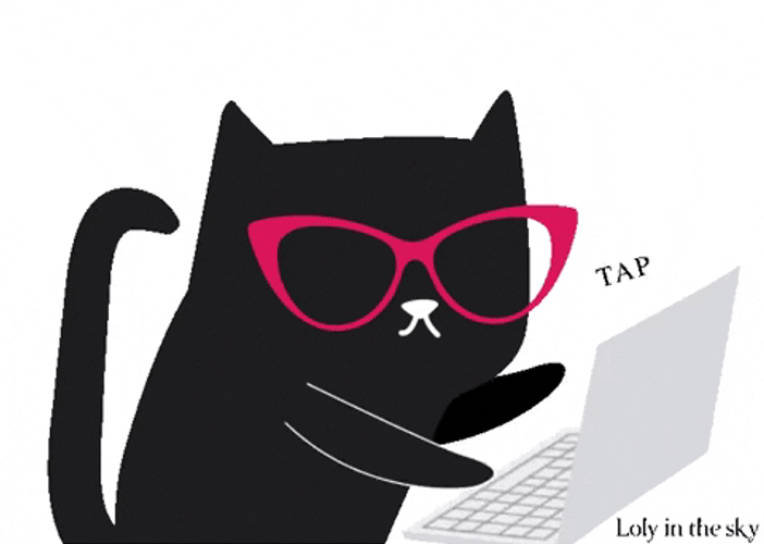 Cat On Computer Wearing Red Glasses Typing GIF