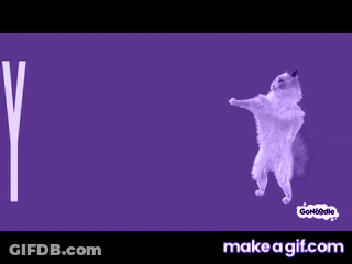 Cat Party On Purple Background GIF