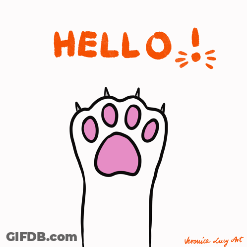 Cat Paw Drawing Hello GIF