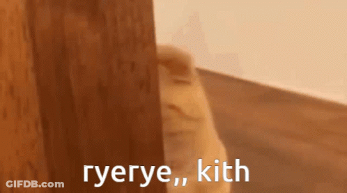 Cat Peeking From Behind Door Saying Ryerye Kith GIF
