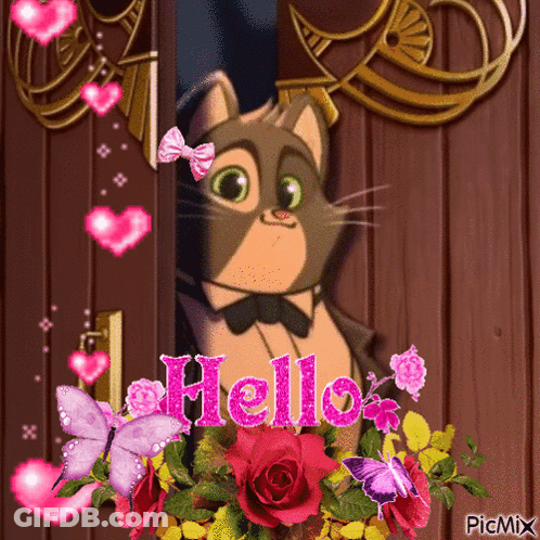 Cat Peeking Out Of Door Saying Hello GIF