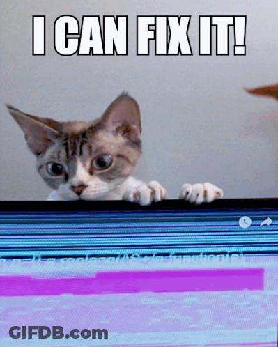 Cat Peeking Over Computer Screen Saying I Can Fix It GIF