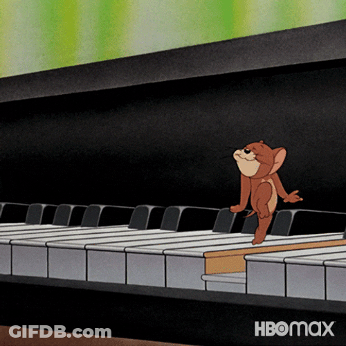 Cat Piano Jerry Running On Piano GIF