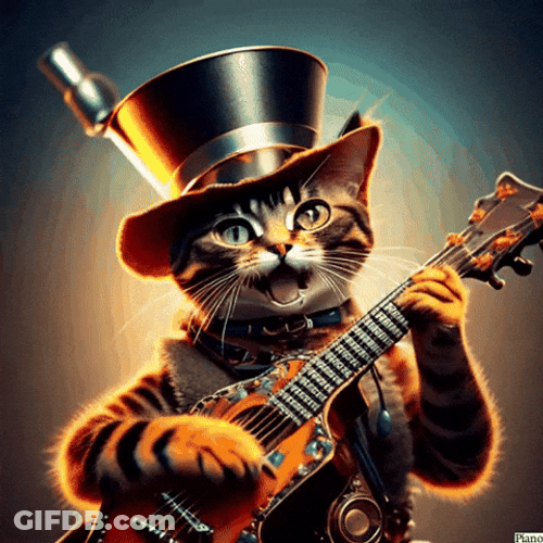 Cat Piano Try Playing Guitar GIF