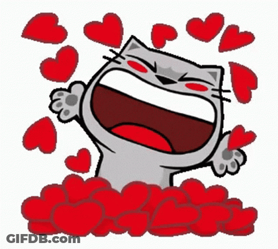 Cat Playing And Moving Heart GIF