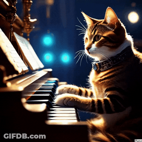 Cat Playing Grand Piano GIF