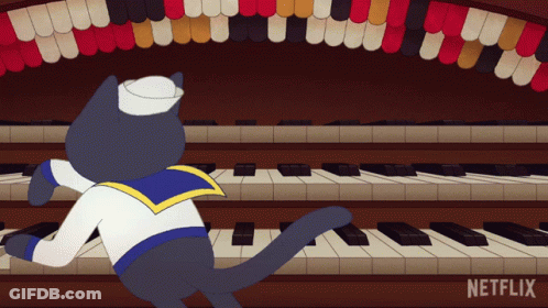 Cat Playing Piano With Netflix Logo GIF