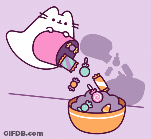 Cat Pouring Candy Into Bowl GIF