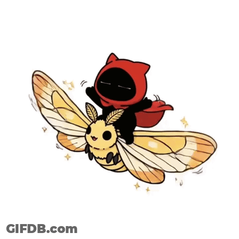 Cat Riding Moth On Its Back GIF