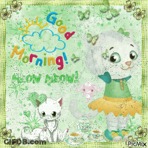Cat Saying Good Morning Meow Meow GIF