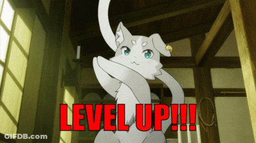 Cat Saying Level Up In Red GIF