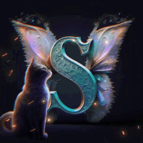Cat Silhouette On Winged S GIF